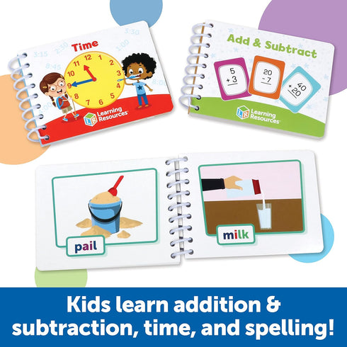 Learning Resources Skill Builders! First Grade Flipbook Library - 3 Pieces, Ages 6+, First Grade Learning Activities, Math and Spelling Activities...