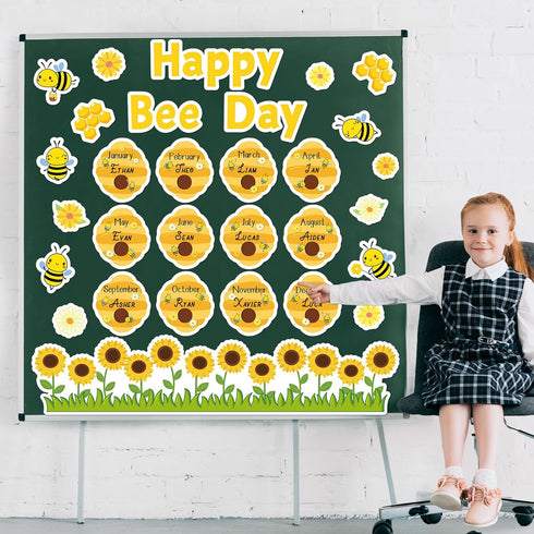 Bee Birthday Bulletin Board Happy Bee Day Bulletin Board Set Happy Birthday Classroom Supplies Honeycomb Bulletin Board Decoration Bee Cutouts Sun...