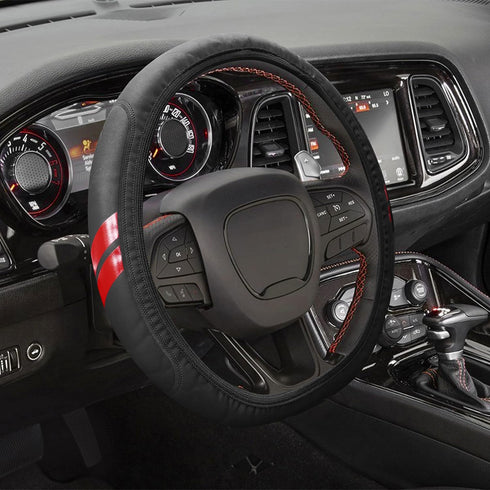 Steering Wheel Cover for Dodge Charger Durango Challenger Journey Ram Breathable Anti-Slip Leather Wheel Covers for Dodge Steering Wheel Accessori...
