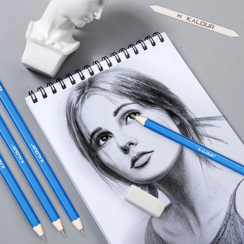 KALOUR 33 Pieces Pro Drawing Kit Sketching Pencils Set,Portable Zippered Travel Case-Charcoal Pencils, Sketch Pencils, Charcoal Stick,Sharpener,Er...