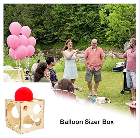 9 Holes Assemblable Wood Balloon Sizer Cube DIY Cube Tool Measurement Box for Party, Birthday, Wedding Decorations...