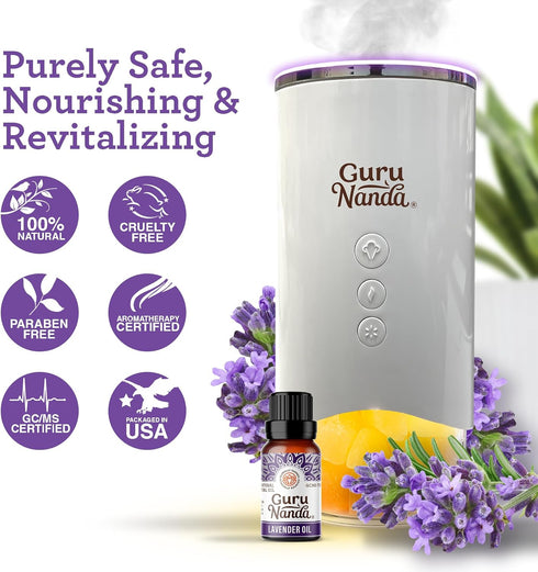 GuruNanda Lavender Essential Oil - 100% Pure, Natural and Undiluted Oil for Massage & DIY Recipes- Premium Diffuser Oil for Aromatherapy (Pack of ...