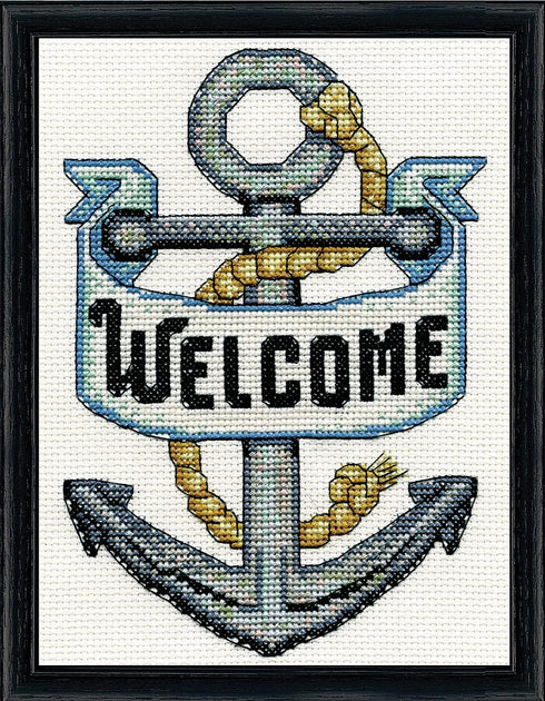 Design Works Crafts Welcome Anchor Counted Cross Stitch Kit, White...