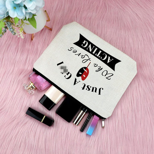 Theatre Life Makeup Bag Funny Birthday Gift for Actor Friendship Gift for Women Cosmetic Bag Thespian Inspirational Gift Retirement Gift for Drama...