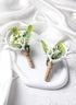 Woodland Boutonniere for Men Set - 2PC Handmade Greenary Corsage for Wedding White Antler Boutonniere for Groom Groomsmen Formal Dinner Party Cere...