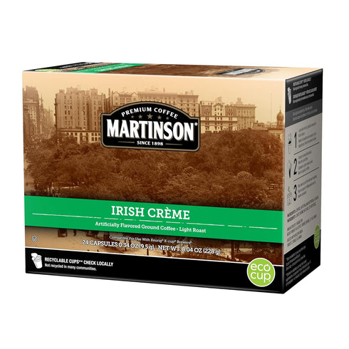 Martinson Irish Crème Flavored Coffee, Light Roast, Keurig K-Cup Brewer Compatible Pods, 24 Count (Pack of 1)...