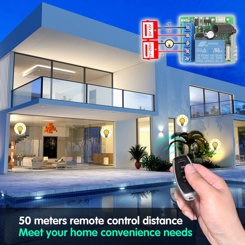 DieseRC 433Mhz Universal Wireless Remote Control Switch DC 12V 1CH RF Relay Receiver Module with 5 Transmitters EV1527 Learning Code Remote Switch...