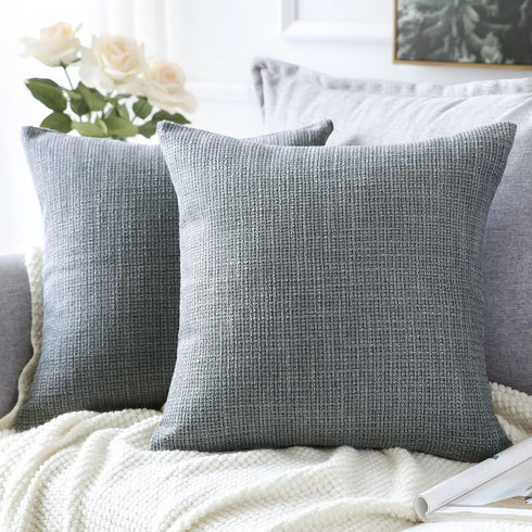 OTOSTAR Linen Throw Pillow Covers Set of 2 Decorative Square Pillowcases Cushion Covers 28x28 Inch for Home Decor Sofa Bedroom Car 70 x 70 CM Dark...