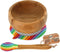 NutriChef Bamboo Baby Feeding Bowl - Wooden Infant Toddler Dish and Spoon Set w/Silicone Suction Base for Stay Put Eating, For Children Aged 4-72 ...