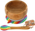 NutriChef Bamboo Baby Feeding Bowl - Wooden Infant Toddler Dish and Spoon Set w/Silicone Suction Base for Stay Put Eating, For Children Aged 4-72 ...