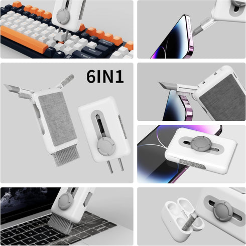 Airpod Cleaner Kit for Airpods Pro 1 2 3,6-in-1 Multi-Function Portable Computer Keyboard Cleaning Tools with Soft Brush Keycap Puller for Laptop ...