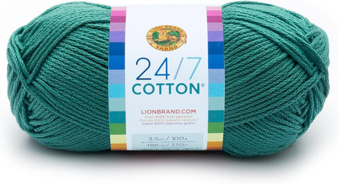 Lion Brand Yarn 761-178 24/7 Cotton® Yarn, Jade, 558 Foot (Pack of 1)......