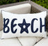 Nautical Style Embroidered Beach Throw Pillow Cover, White, 20" x 12"...