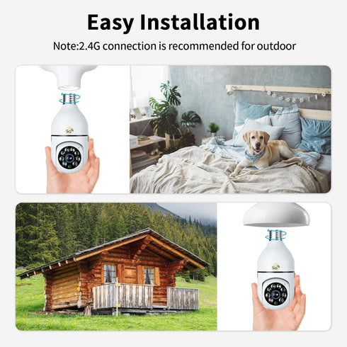 OJR 2K HD Light Bulb Security Camera, 5G/2.4G WiFi PTZ Camera Wireless Outdoor, Motion Detection and Alarm, Full Color Night Vision, Two-Way Audio...