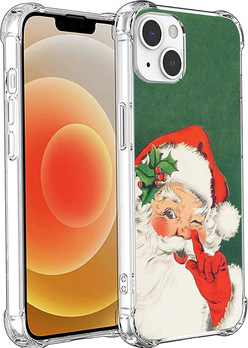 Vintage Santa Case Compatible with iPhone 15, Green Christmas Case for iPhone 15 for Teen Men Women, Unique Cool TPU Bumper Case Cover......