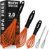 Walfos Whisk, Silicone Whisks Set of 5, Mini Stainless Steel Whisk 7+5in and Non Scratch Coated 7+9+11in Whisks, Suitable for Blending, Whisking, ...