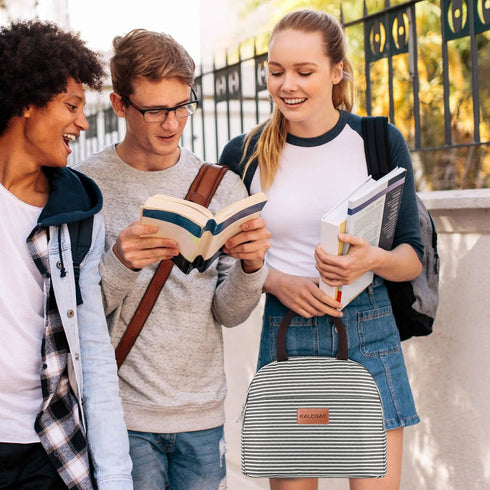 BALORAY Lunch Bag for Women Men Insulated Lunch Box for Adult Reusable Lunch Tote Bag for Work, Picnic or Travel(Black White Stripes)...