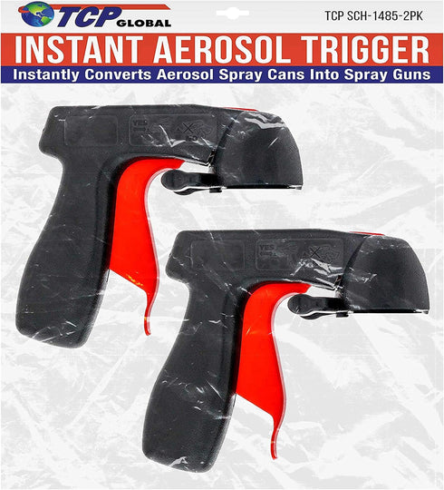 Instant Aerosol Trigger Handle (Pack of 2), Instantly Converts Spray Cans into Spray Guns - Full Hand Grip, Reusable, Easy to Clip-On & Off - Univ...