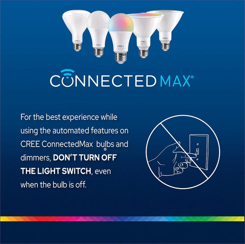 Cree Lighting Connected Max Smart Led Bulb A19 60W Tunable White + Color Changing, 2.4 Ghz, Compatible with Alexa and Google Home, No Hub Required...
