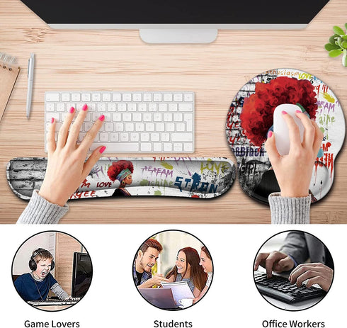 Ergonomic Mouse Pad Wrist Support Gel and Keyboard Wrist Rest Set for Laptop, Mac, Gaming and Office, Durable, Comfortable and Pain Relief + Coast...