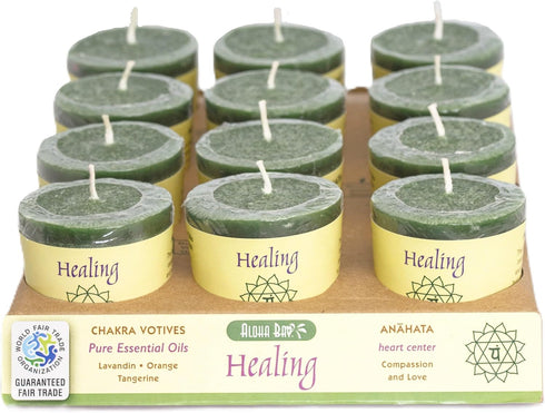 Premium Scented Hand Made Chakra Energy Candle | Votive 12-pack | Healing, Anahata| Yoga, Prayer & Meditation Candle | Long Burn |Essential Oils L...