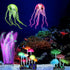 Frienda 8 Pieces Glowing Fish Tank Decorations Plants with 2 Style Glowing Kelp, Sea Anemone, Simulation Coral, Jellyfish, Lotus Leaf, Mushroom fo...