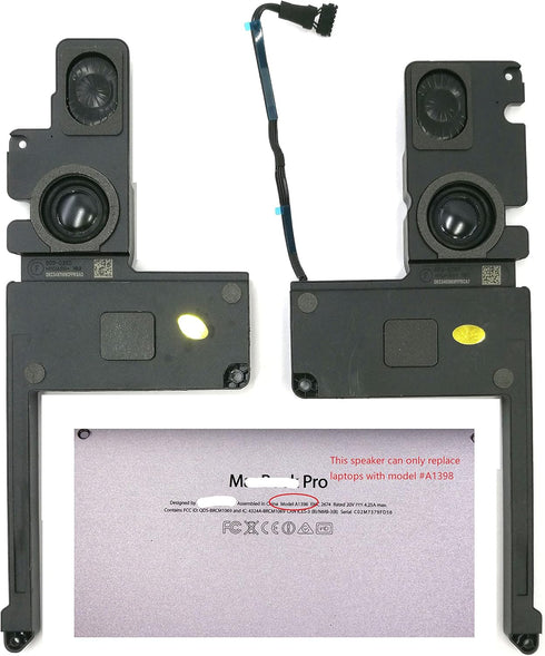 Replacement Internal Speaker Left+Right Set Fit for MacBook Pro 15" Unibody Retina A1398 Series (Mid 2012, Early 2013) 2014 2015...