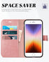 TUCCH Wallet Case for iPhone SE 2022/8/7/SE 2020, PU Leather Flip Folio With Card Slot, Stand Magnetic TPU Shockproof Inner Case Compatible With i...