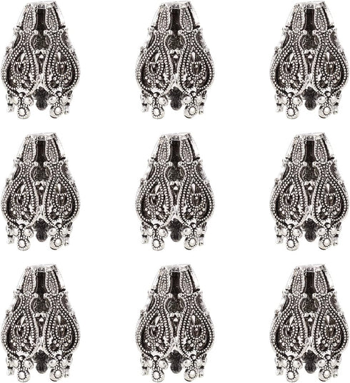 Pandahall 10pcs Antique Silver Hollow Flower Bead Caps 5-Petal Brass Flower Beads Cone 0.59x0.78 Inch for DIY Earring Necklace Jewelry Making...