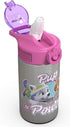 Zak Designs Paw Patrol Skye - Stainless Steel Water Bottle with One Hand Operation Action Lid and Built-in Carrying Loop, Straw Spout is Perfect f...