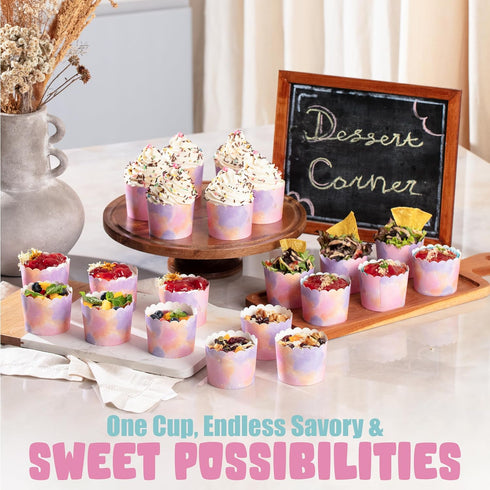Fairy Dust Mermaid Cupcake Liners Wrappers 25 Count 4.5 oz Each 2-12inch Disposable Piping Bags Party Baby Shower Oven Safe Greaseproof Baking Cup...