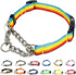 Martingale Collar for Dogs,Adjustable Nylon Collars with Quick Release Buckle,Multicolor Stripe,Stainless Steel Chain NO Pull Training Collars for...