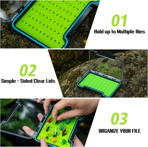 Goture Fly fishing tackle box, Waterproof Tackle box,Waterproof Floating Airtight Stowaway Fishing Lure Box,Tackle Box with Adjustable Dividers, F...
