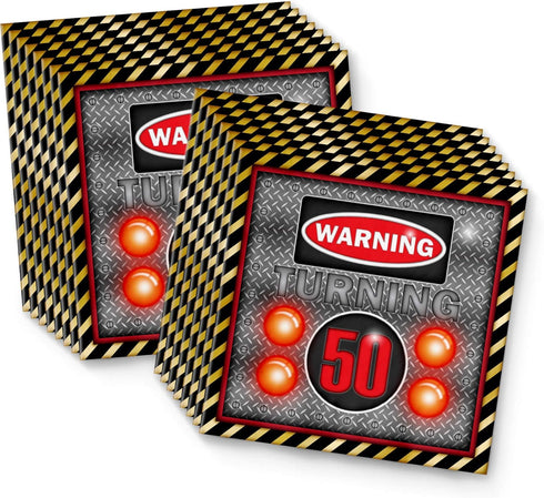 Warning Sign 50th Birthday Party Supplies Set Plates Napkins Cups Tableware Kit for 16...