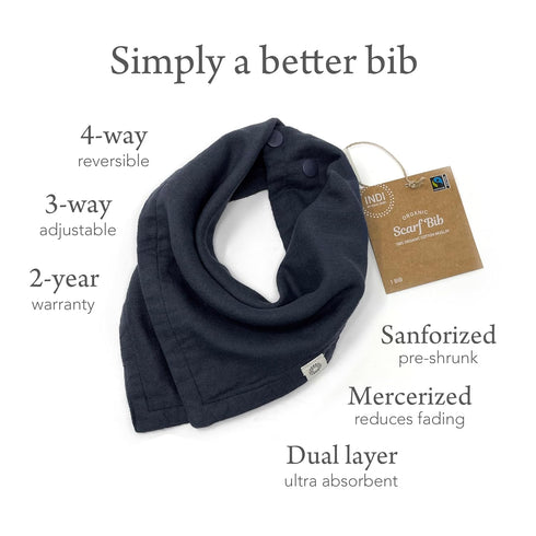 Kishu Baby Indi - Fairtrade Certified Organic Bandana Scarf Bib, Dual Layer, 4-Way Reversible Muslin Baby Bandana Bibs for Boys or Girls...