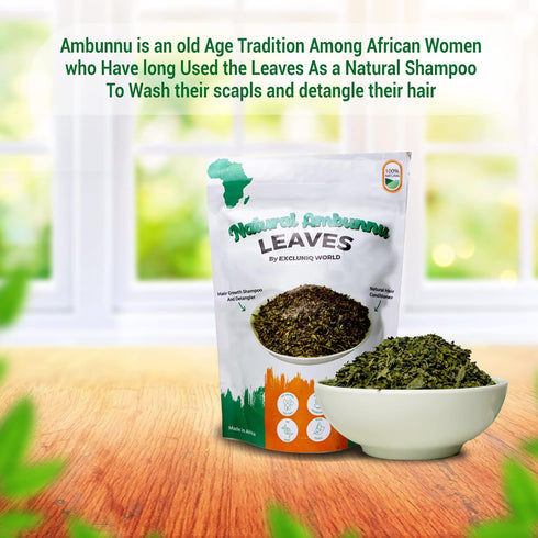 Natural Ambunnu Leaves by Excluniq World 50g pack | Herbal Hair Detangler, Shampoo & Conditioner for Dry and Damaged Hair | African Traditional Sc...