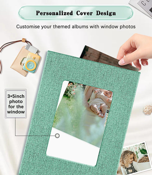 Photo Album 4x6 Photos,Linen Cover Slide-in Photo Book Holds 100 Photos with 50 Black Pages for Family,Wedding,Anniversary,Baby and Holiday Pictur...