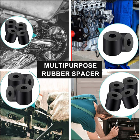 Rubber Spacer 1 Inch OD x 3/8 Inch ID x 1 Inch Thickness Rubber Bushing Round Thick Washers Spacers Anti Vibration Neoprene Rubber Cylinder with H...