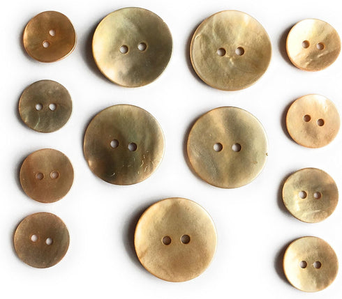 13 Premium Gold Natural Shell Button ' AGOYA Mother of Pearl Buttons Set- Sport Coats, Suits, Dreses...