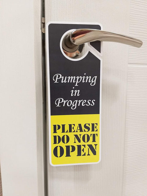 Do Not Disturb Sign - Pumping in Progress Do Not Open, Door Hanger 2 Pack, Double Sided, Ideal for Using in Any Places...