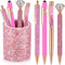 Sabary 8 Pcs Ballpoint Pens with Pen Holder for Desk Metal Crystal Diamond Pen Glitter Pencil Holder Fancy Pens Black Ink Bling Desk Organizer for...