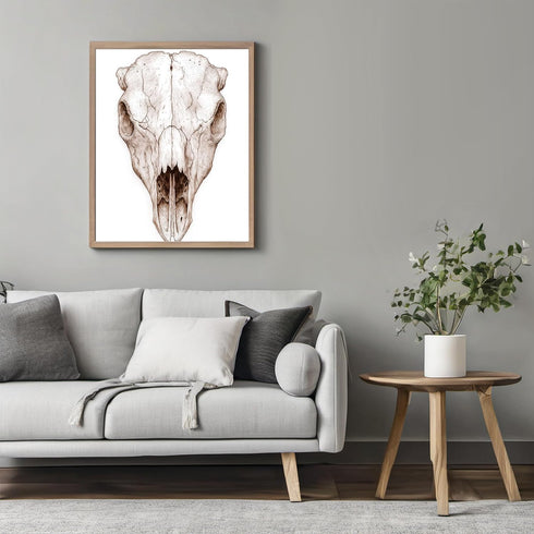 Posterizer 1 pcs-cow or bison skull art illustration 1-Gothic Art-Gift for Men Women Teens-Living Room Bedroom Decor- unframed wall art...