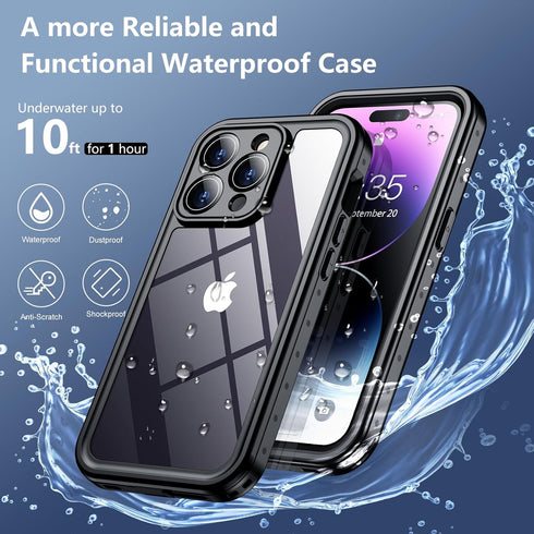 SPIDERCASE for iPhone 14 Pro Case Waterproof, Built-in Lens & Screen Protector, Full Heavy Duty Protection, 12FT Military Shockproof, Dustproof, A...