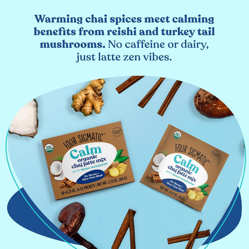 Chai Latte by Four Sigmatic | Organic Instant Chai Latte with Turkey Tail, Reishi Mushrooms & Coconut Milk Powder | Supports Gut & Digestion Healt...