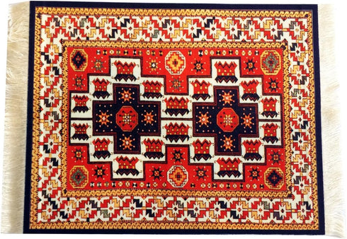 Set of 4 Rug Table Coasters – Oriental Design Fabric Carpet Drink Mats Absorbent Kitchen and Dining Accessories, Spill & Drip Protection, Rectangu...