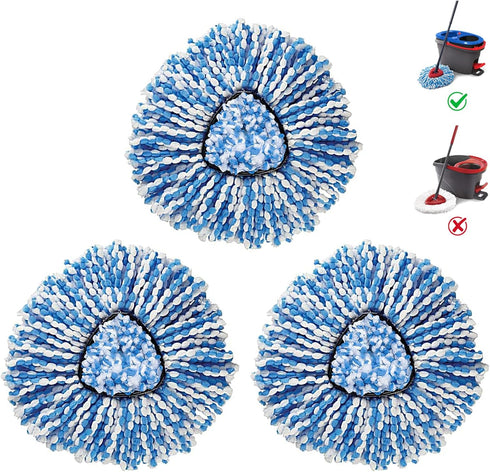 BonusLife 3-Pack Mop Head for O-Ceda RinseClean Spin Mop Refill 2-Tank System Only Easy Cleaning Microfiber Replacement...