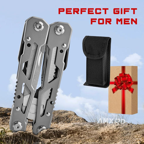 Multitool, 15-in-1 Stainless Steel Multi Tool, Folding Pocket Plier with Nylon Sheath, Perfect for Outdoor, Survival, Camping, Hiking, Simple Repa...