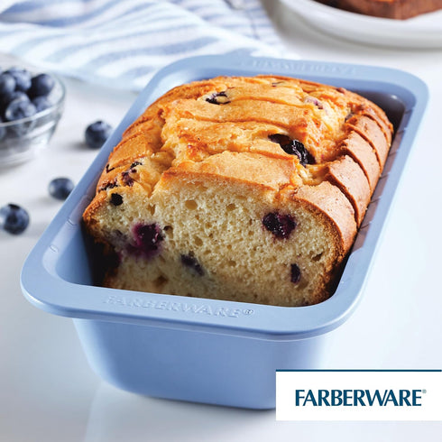 Farberware Easy Solutions Nonstick Bakeware Meatloaf/Loaf Baking Pan, 9 Inch x 5 Inch with Portion Marks - Blue...
