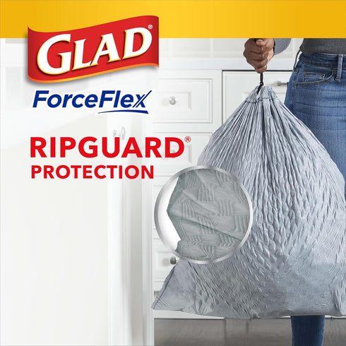 Glad Trash Bags, ForceFlex Tall Kitchen Drawstring Garbage Bags, Fresh Clean, 13 Gal, 40 Ct (Package May Vary)...