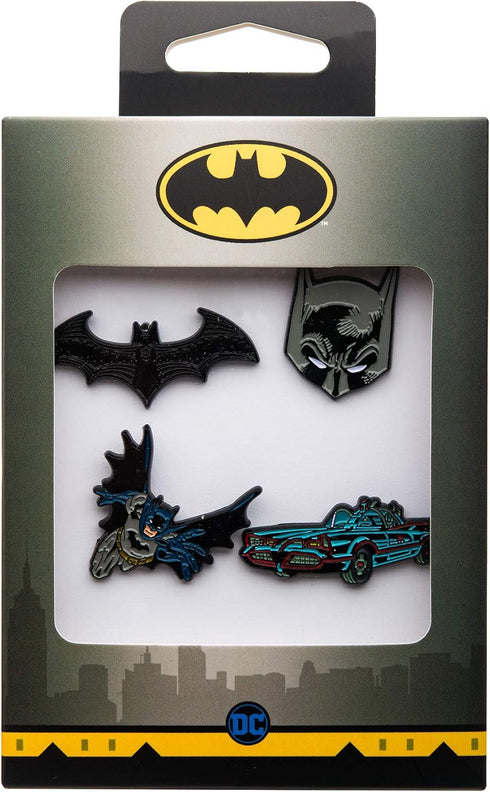 Officially Licensed DC Comics Unisex Adult Batman Enamel Lapel Pin Set (4 piece), Grey, One Size...